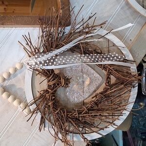 Hand Made Victorian White With Crystal Heart Twig Decor.